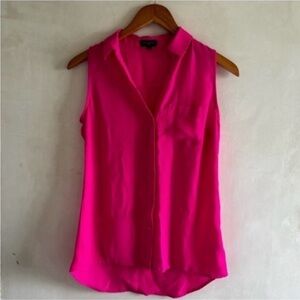 Pink Sleeveless Button Front Top